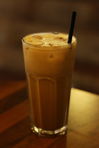 straw in an iced coffee 