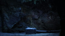 manger stone in a cave 