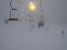 ski lifts and white out conditions 