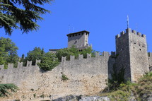 castle walls and blue sky