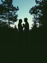 silhouette of couples holding hands 