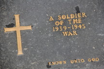 memorial marker for a unknown fallen soldier