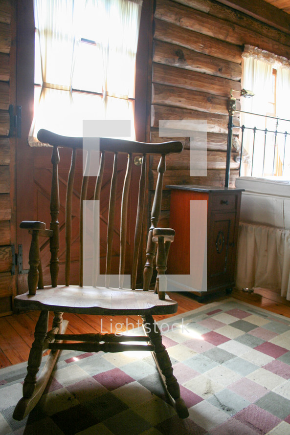 rocking chair inside a cabin 