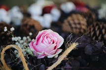 pine cones and roses 