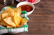 Spicy Tortilla Chips on a Wooden Table