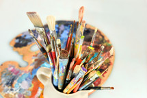 paintbrushes and palate 