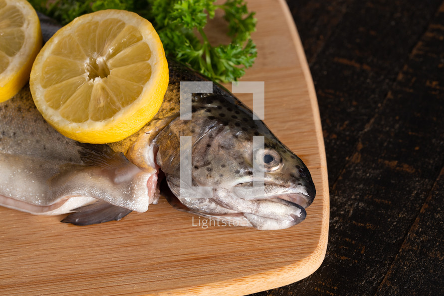 fish on a cutting board 