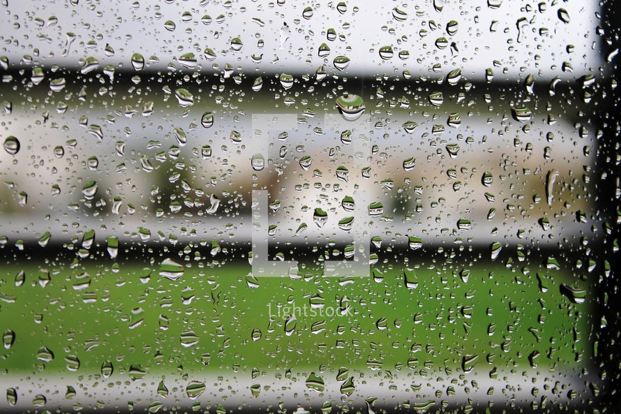 window glass with raindrops