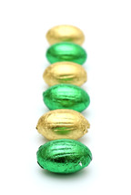 row of foiled Easter chocolates 