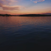 Lake water at dusk. 