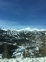 mountain peaks and ski slopes 