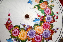 flowers painted on a parasol 