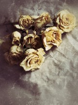 dried roses with a distressed effect