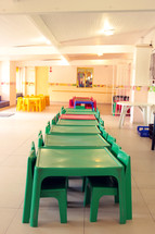 tables and chairs in a classroom in South Africa 