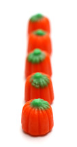 row of candy pumpkins 