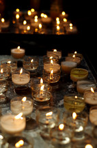 flames on votive candles 