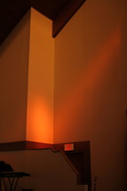 sunbeam shining on a church wall