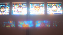 stained glass windows in a church 