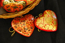 heart shaped hand made wooden ornaments