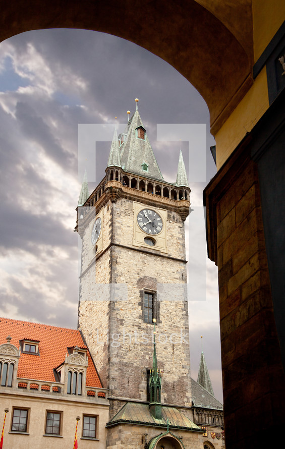 Prague, Astronomical Clock Tower in old town.