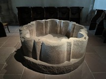 stone baptismal font in old curch