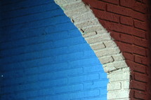 blue and white brick wall 