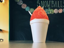 snow cone on a countertop 