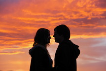silhouette of a couple in love