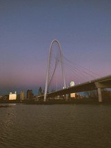Margaret Hunt Hill Bridge in Dallas at dusk 