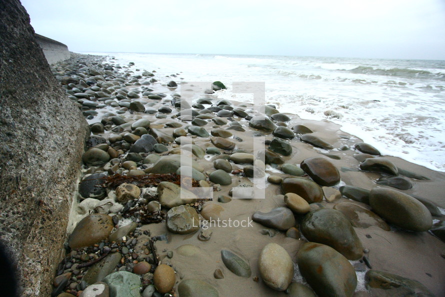 rocks and peebles on a beach