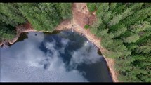 drone aerial view over a lake 