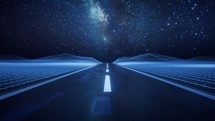 Highway road with digital space background, 3d rendering.
