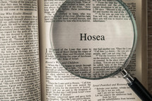 magnifying glass over Bible - Hosea 