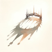 Jesus is King. Crown of thorns projecting a shadow in the shape of a King's crown. Watercolor