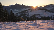 Peaceful Sunrise in winter alps mountains natrue
