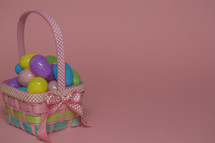 plastic eggs in an Easter basket 