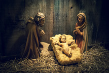 Wooden nativity scene
