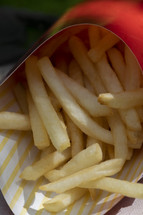 French fries in a cardboard box