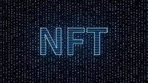 NFT nonfungible tokens concept with dark background, 3d rendering.
