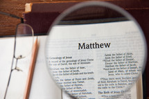 magnifying glass over Matthew 