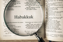 magnifying glass over Bible - Habakkuk 
