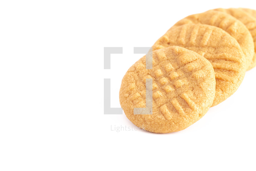 Classic Homemade Peanut Butter Cookies on a White background 