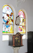 stained glass windows in a church