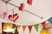 Banner of paper hearts.
