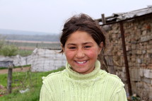 Smiling teen Romanian Gypsy girl 