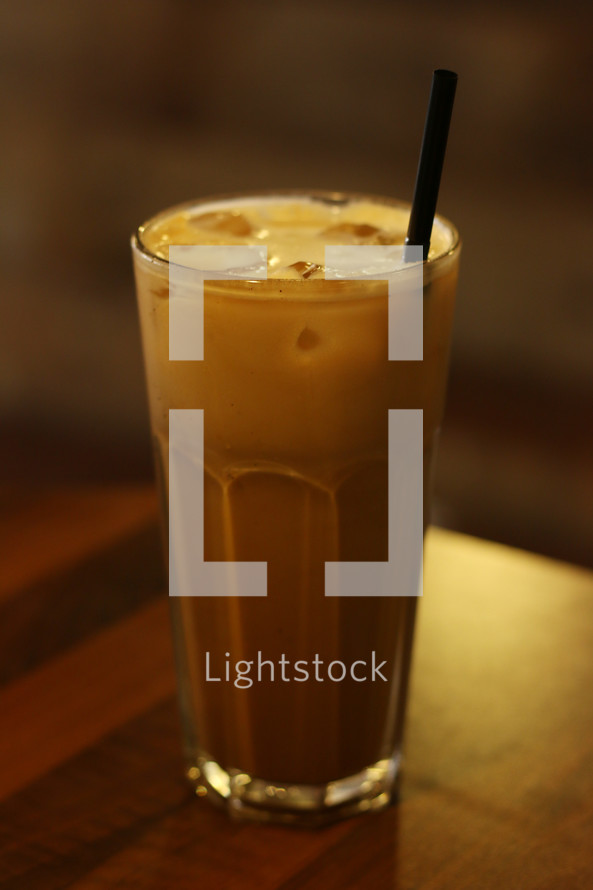 straw in an iced coffee 
