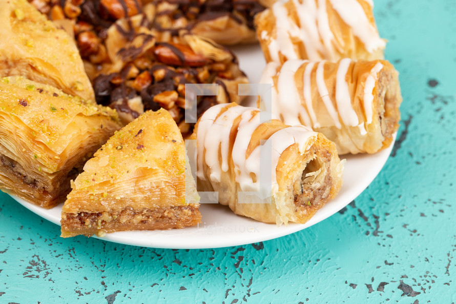 Sweet Classic Baklava on a White plate
