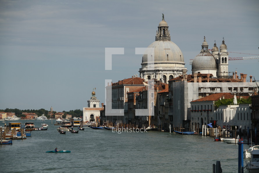 villas in Venice and the Santa Maria della Salute Basilica cathedral