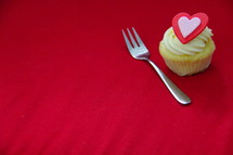 Valentine's day cupcake and fork 