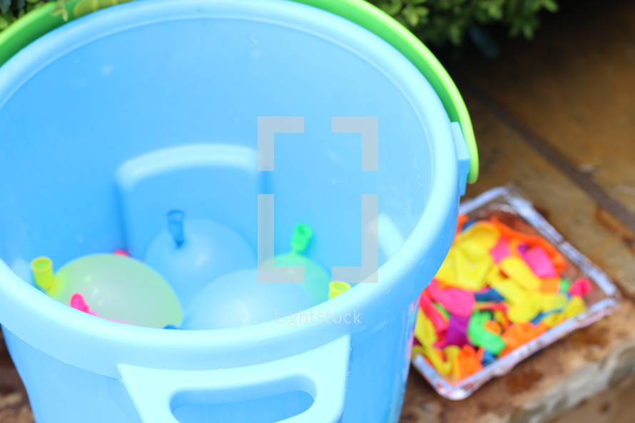 water balloons in a bucket 